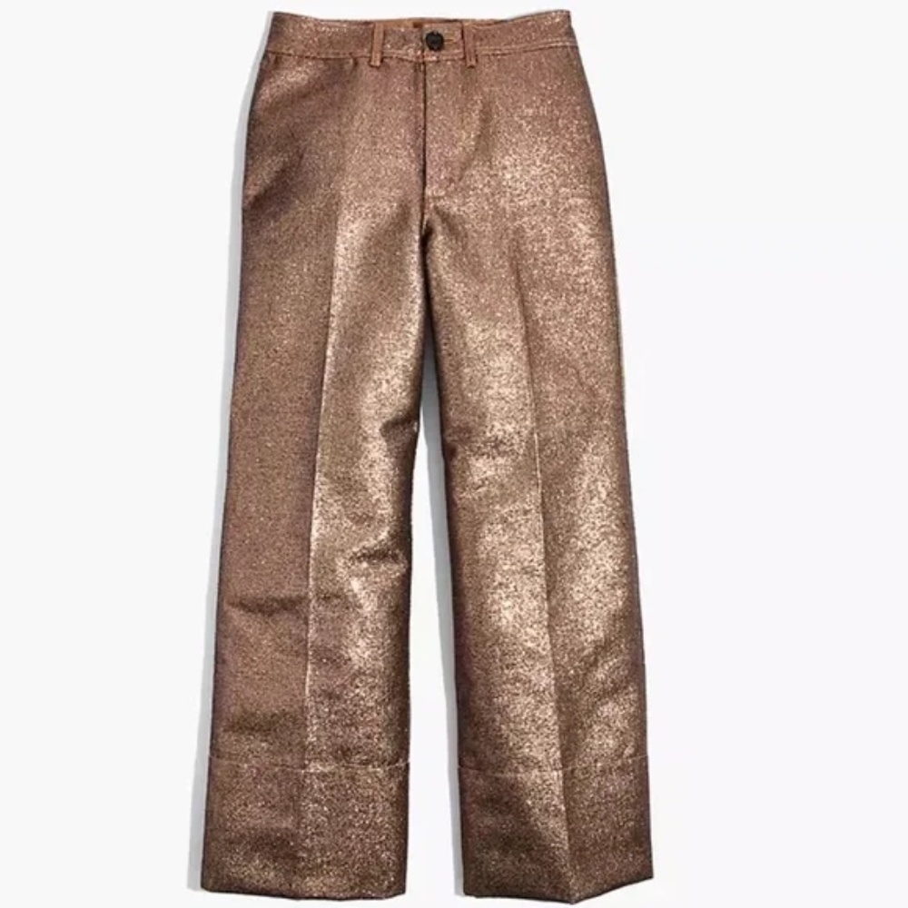 Madewell Slim Emmett Wide Leg Crop Pants In Metallic Copper Size 24 Worn 1X